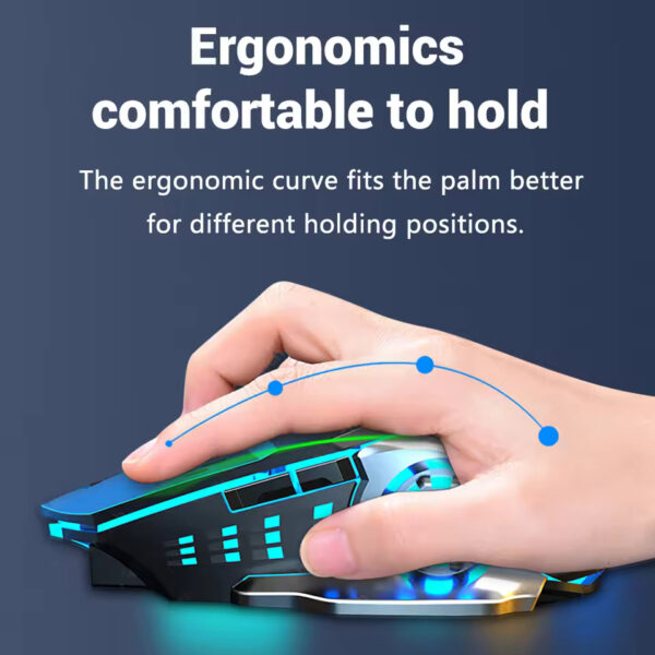 Rechargeable Wireless Gaming Mouse – Silent Bluetooth & USB | Mechanical E-Sports Mouse with Backlight for PC & Laptop - Image 6