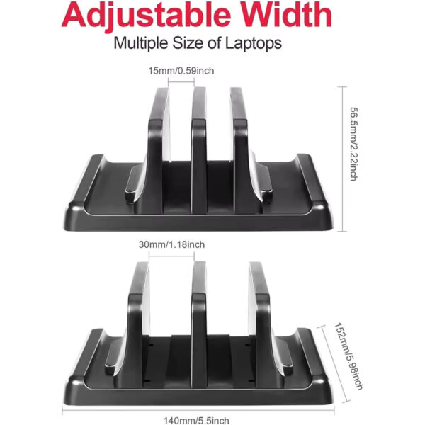 Vaydeer Vertical Laptop Stand – Adjustable Plastic Holder for MacBook, Tablet & Phone | Space-Saving Desktop Dock Accessory - Image 2