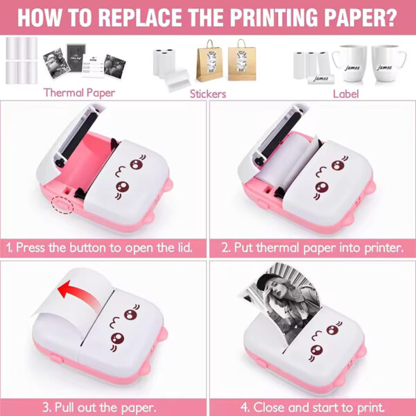 Mini HD Portable Bluetooth Thermal Printer – Inkless Pocket Printer for Notes, Labels & Students | Easy & Error-Free Printing - Image 5