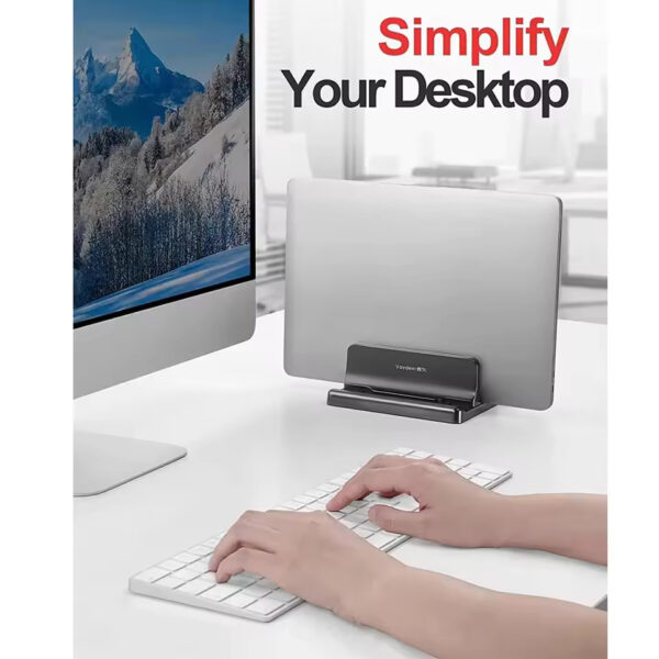 Vaydeer Vertical Laptop Stand – Adjustable Plastic Holder for MacBook, Tablet & Phone | Space-Saving Desktop Dock Accessory - Image 3