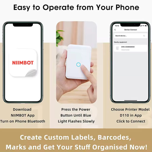 Niimbot D110 Mini Thermal Label Printer – Inkless, Portable & Self-Adhesive | Perfect Sticker & Label Maker - Image 3