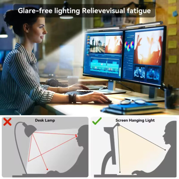 LED Monitor Light Bar – 44cm RGB Screen Hanging Lamp for Work, Study & Gaming | Dimmable Eye-Care Desk Lighting - Image 6