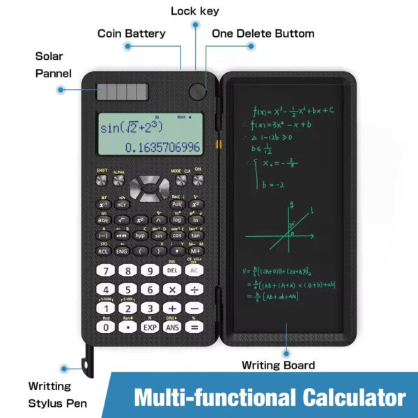 Mini Scientific Calculator with Writing Tablet – Notepad & Memo Pad for Office, School & Exams | 991ES, MS, EX 82MS - Image 2