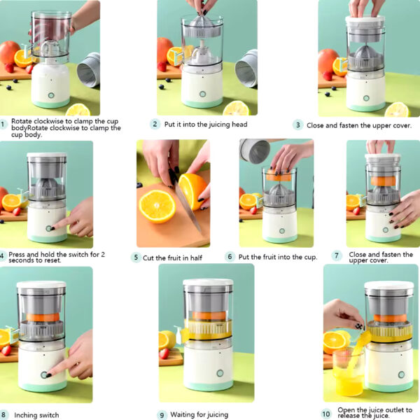 1PC USB Rechargeable Electric Juicer – Wireless Citrus Lemon Juicer & Fruit Blender | Automatic Fresh Juice Maker - Image 4