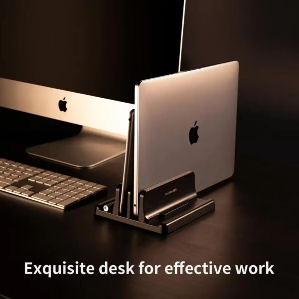 Vaydeer Vertical Laptop Stand – Adjustable Plastic Holder for MacBook, Tablet & Phone | Space-Saving Desktop Dock Accessory - Image 6