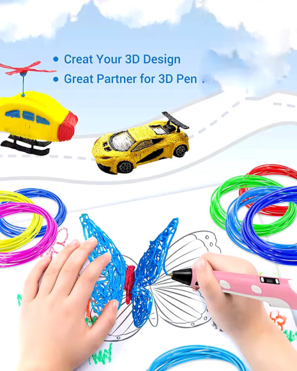 Colored PLA Filament Refill for 3D Printing Pen – Safe, Smoke-Free & Flexible | 36M 50M 100M 150M 200M for Kids & Creative Projects - Image 6