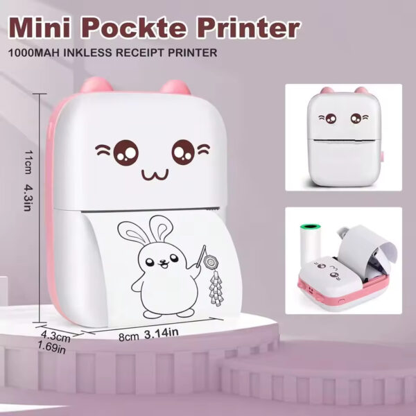 Mini HD Portable Bluetooth Thermal Printer – Inkless Pocket Printer for Notes, Labels & Students | Easy & Error-Free Printing - Image 3