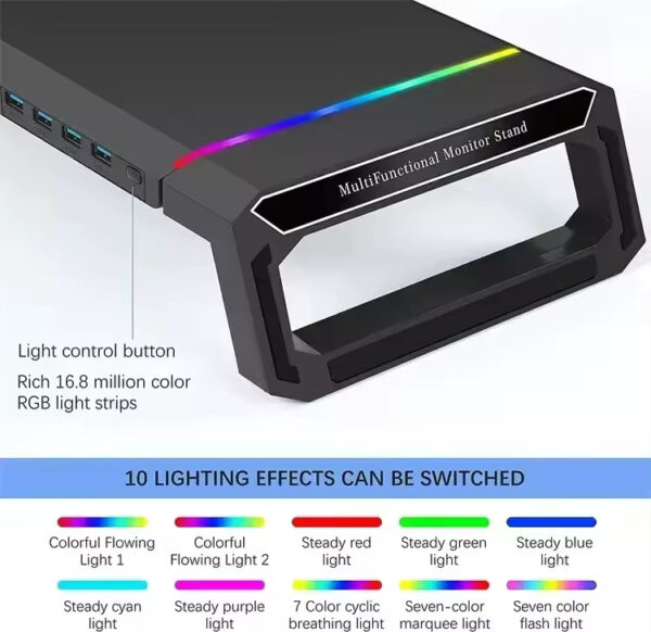Aluminum PC Monitor Stand – 4 USB Ports with USB 3.0 Fast Charging & Keyboard Storage | Space-Saving Laptop Stand - Image 3