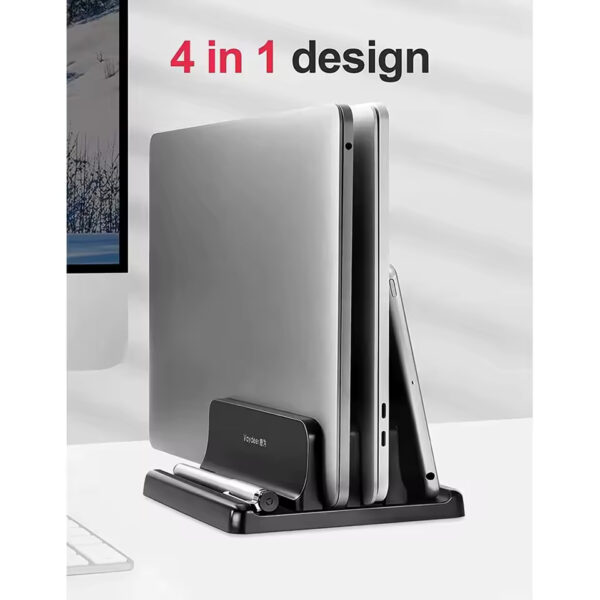 Vaydeer Vertical Laptop Stand – Adjustable Plastic Holder for MacBook, Tablet & Phone | Space-Saving Desktop Dock Accessory - Image 4